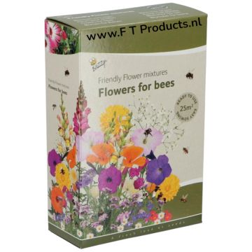Buzzy® Strooidoosje Friendly Flowers Bijen Laag 25m² voorkant