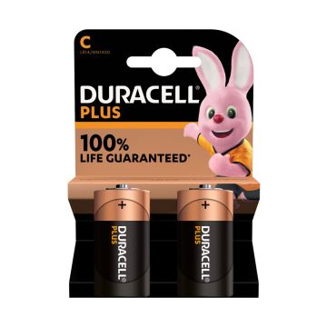 Duracell Plus C alkalinebatterijen 1,5V 2 stuks