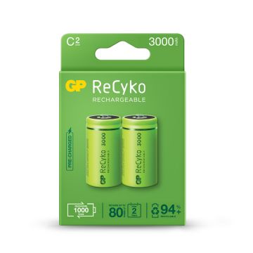 GP ReCyko oplaadbare C-batterijen 3000 mAh 1,2V 2 stuks