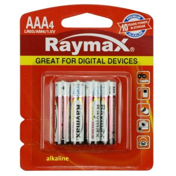 Raymax Ultra Alkaline AAA-batterijen LR03 1,5V - 4 stuks