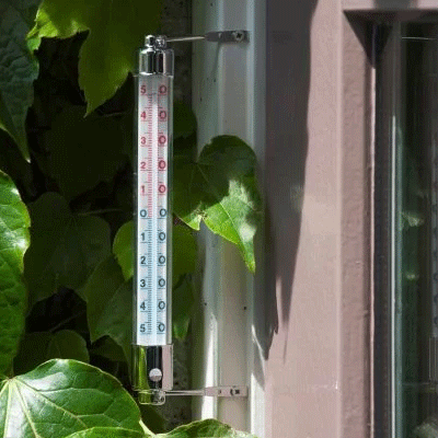 Nature kozijnthermometer transparant van metaal 2.5 x 20 cm