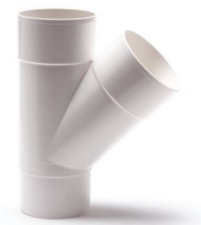 PVC wit T-stuk 45° - 50mm (3 x mof) 20022452