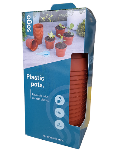 SOGO Plastic potje terra kleur 9cm 18st.