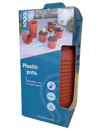 SOGO Plastic potje terra kleur 9cm 18st