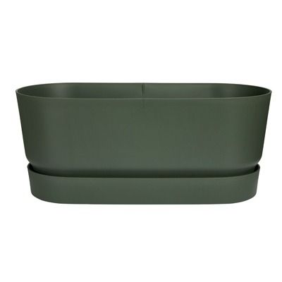 Elho Greenville terrace trough 60 cm bladgroen wheels