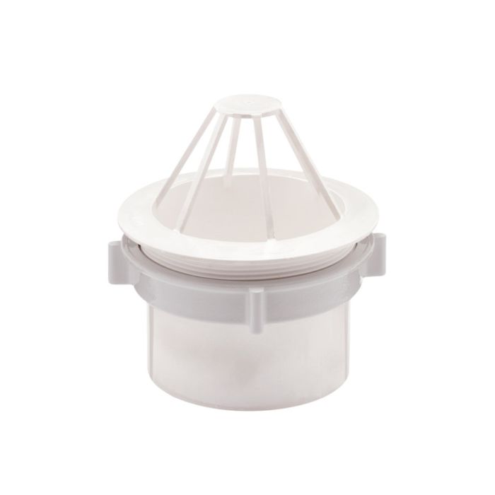 PVC Uitloop met wartel en bladvanger 80mm wit