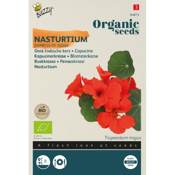 Buzzy Organic Tropaeolum, Empress of India (BIO) 