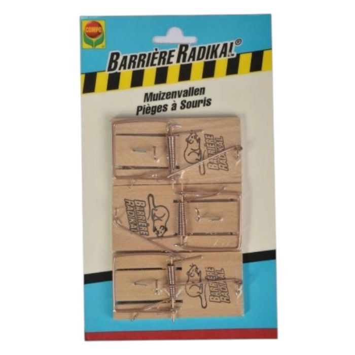 Barrière Radikal Muizenvallen - krachtig veermechanisme - 3 stuks