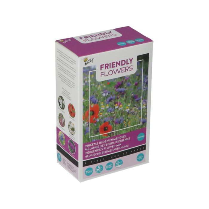 Buzzy® Strooidoosje Friendly Flowers Inheems 25m²